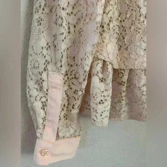 Top Shop pink lace collared button down long sleeve top size 10 NWT - Picture 7 of 8